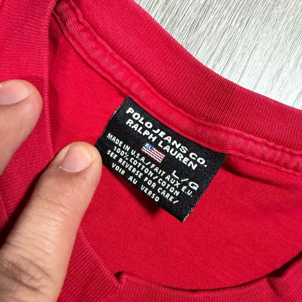 Polo Jeans Co. Ralph Lauren Red Embroidered Logo T-Shirt - Picture 3 of 6